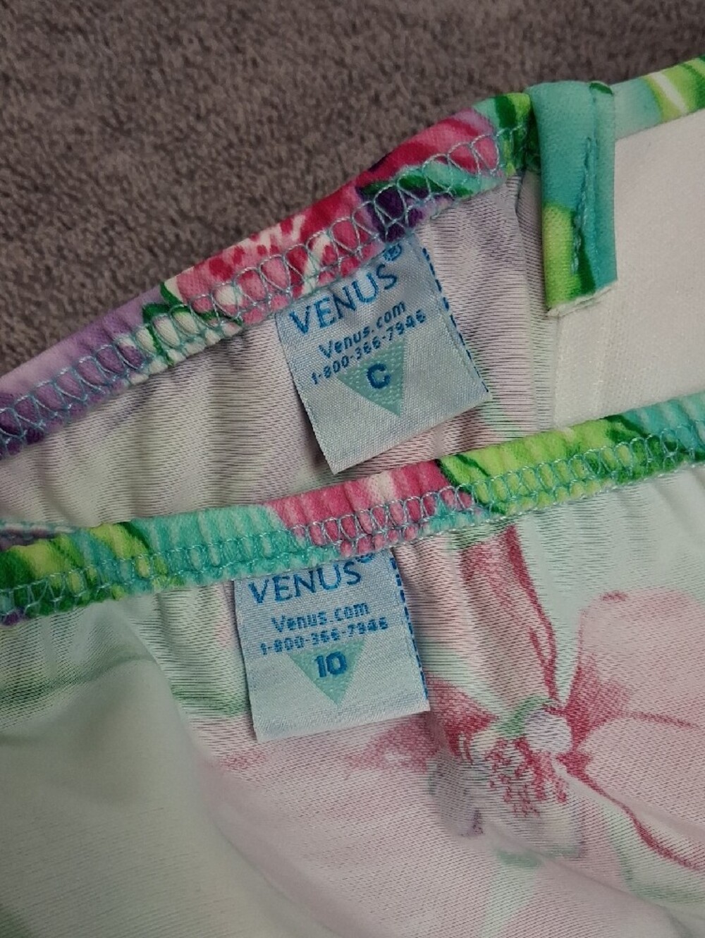 VENUS GODDESS Floral Swim Bikini in Aqua, Pink and Green - Picture 3 of 3